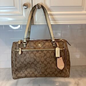 Coach Purse Handbag Peyton Signature Jordan Double Zip Carryall Pocketbook